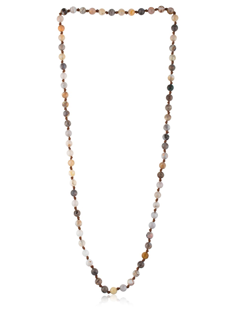 00476 Genuine Healing Chakra Bamboo Leaf Agate Semi Precious Stone Necklace - Image 1