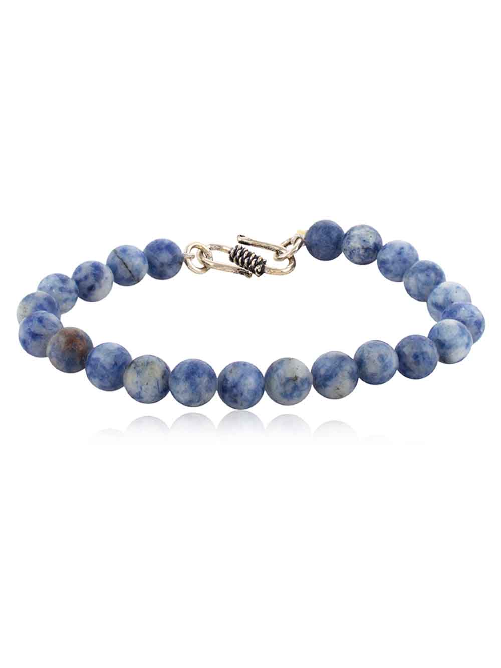 31-1 Blue Sodalite Semi Precious Gemstone Bracelet Energy Focus & Luck - Image 1