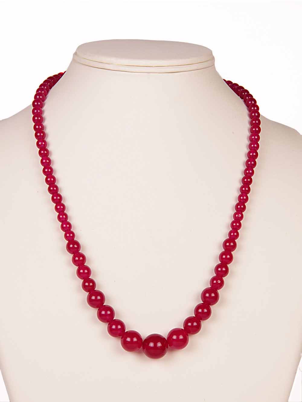 00058.jpg Handcrafted Fine Crimson Red Color Onyx Semi Precious Stone Necklace - Image 1