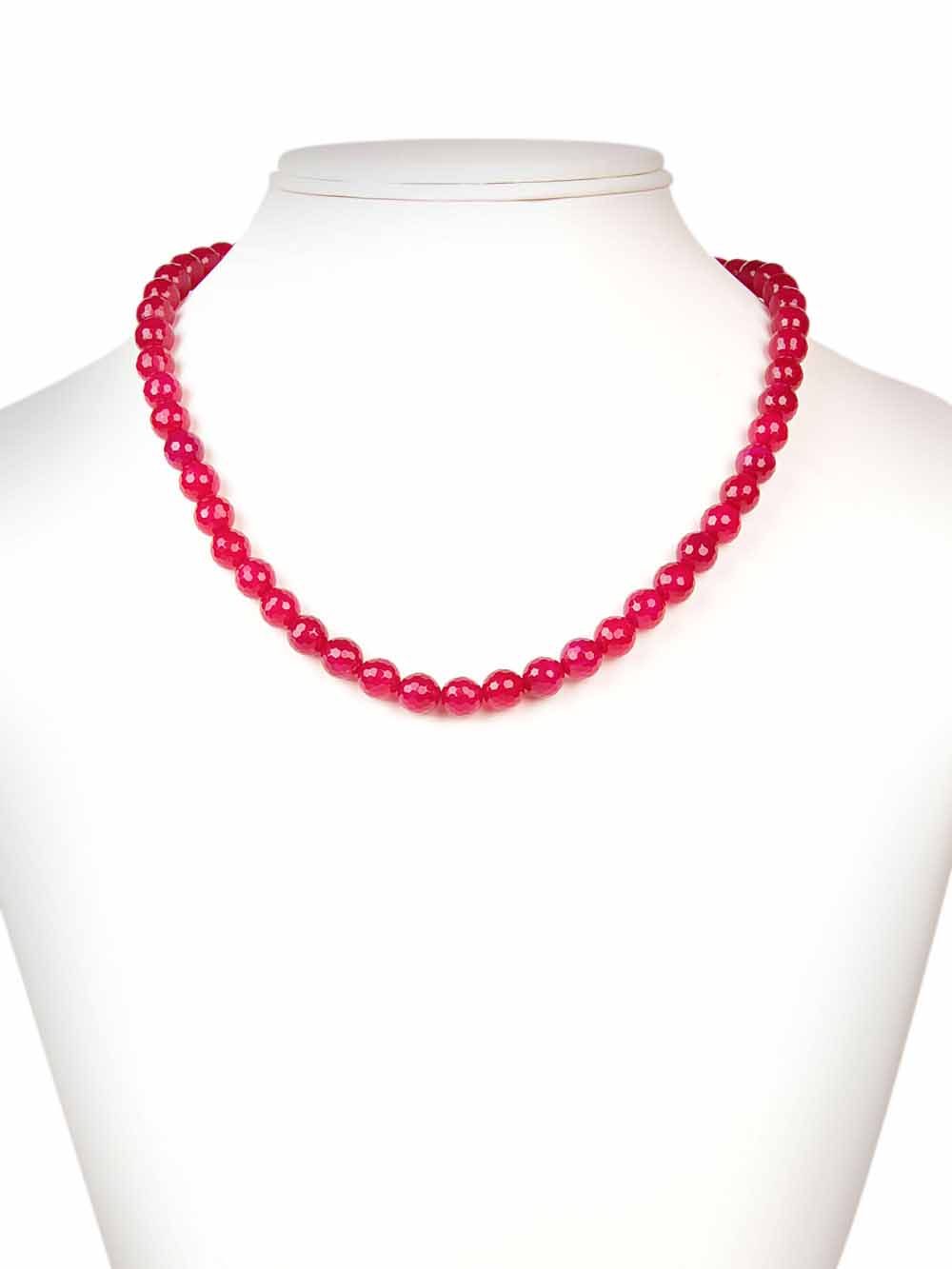 00070.jpg Genuine Red Onyx Crystal Round Beads Semi Precious Gemstone Necklace - Image 1