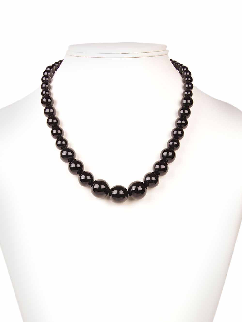 00071.jpg Genuine Round Bead Black Onyx Crystal Semi Precious Stone Necklace - Image 1