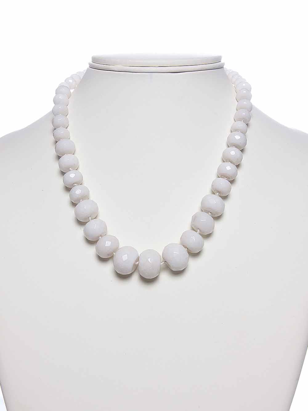 00084.jpg White Crystal & Onyx Semi Precious Stone Necklace Classy & Elegant - Image 1