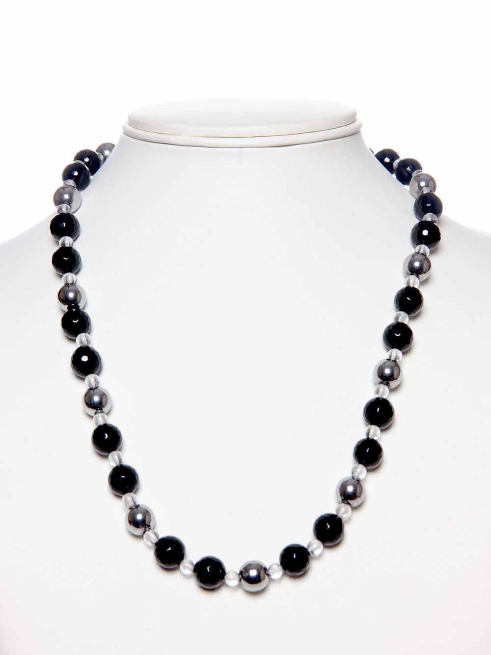 00136.jpg Onyx & Quartz Chakra Healing Semiprecious Stone Necklace Feels Secure - Image 1
