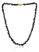 Genuine Black Spinal Healing Crystal Semi Precious Gemstone Necklace