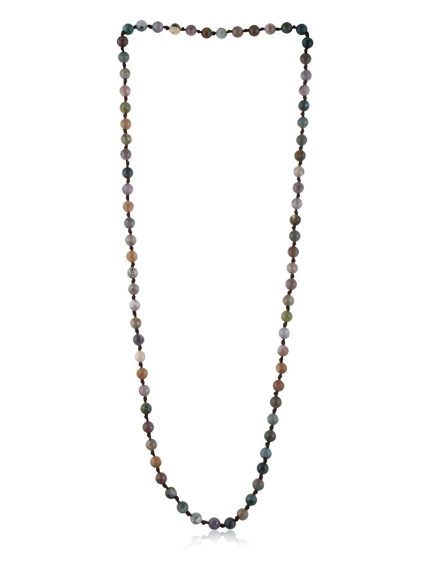 Agate Round Bead Mala Necklace Physical Strength & Emotional Security