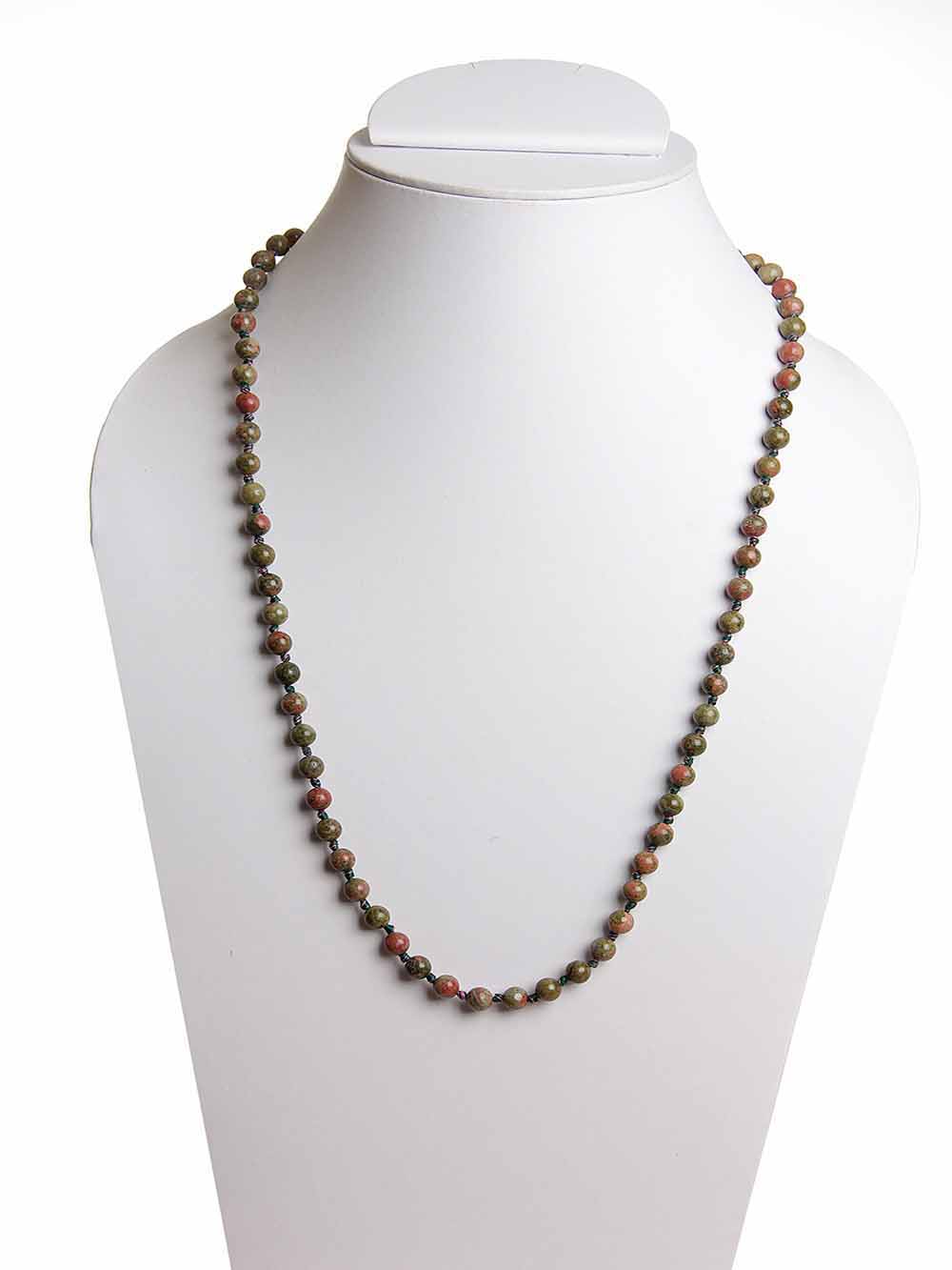 1-22.jpg Natural Third Eye Chakra Unakite Crystal Semi Precious Stone Necklace - Image 1