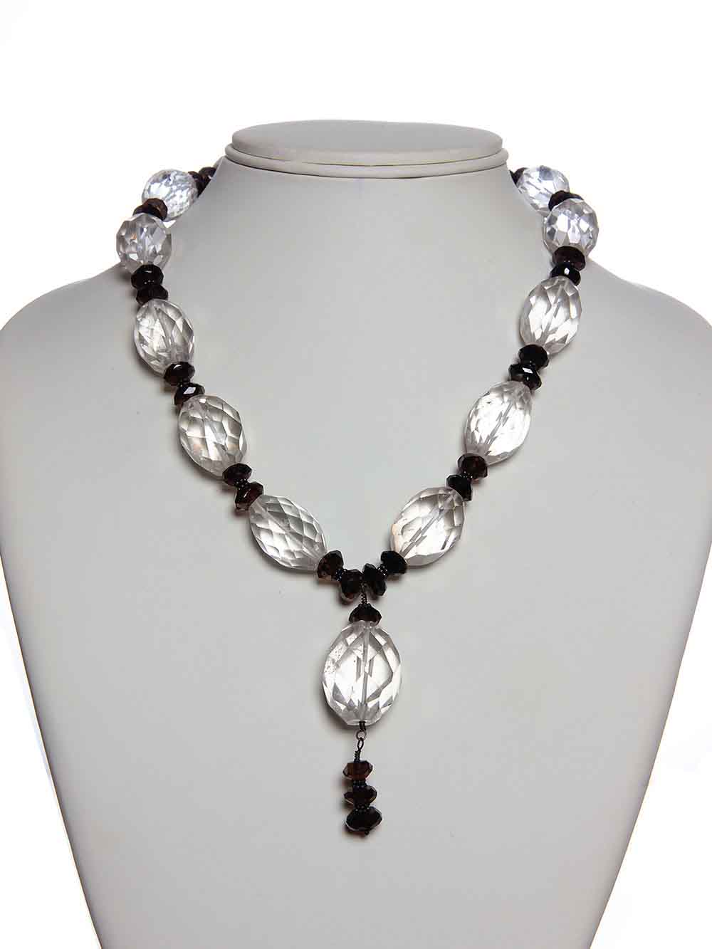 1-52.jpg Natural Crystal Quartz And Smoky Quartz Semi Precious Stones Necklace - Image 1