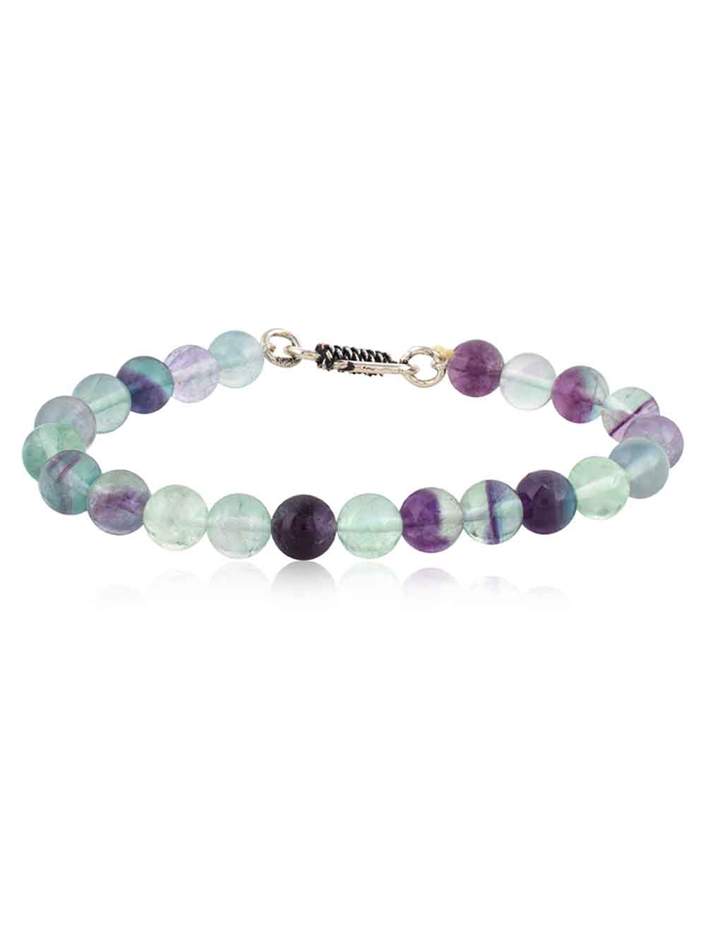 111.jpg Natural Round Bead Reiki Crystal Multi Fluorite Semi Precious Bracelet - Image 1