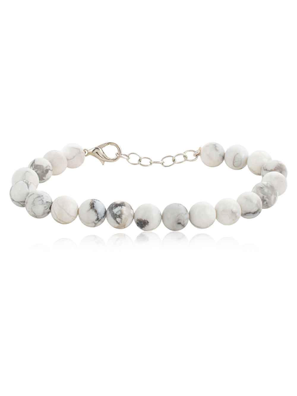 115.jpg Genuine Healing Howlite Stone Semi Precious Overactive Mind Bracelet - Image 1