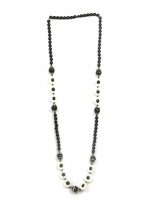 Genuine Reiki Onyx & Mother Of Pearl Coin Semi Precious Necklace - Image 2
