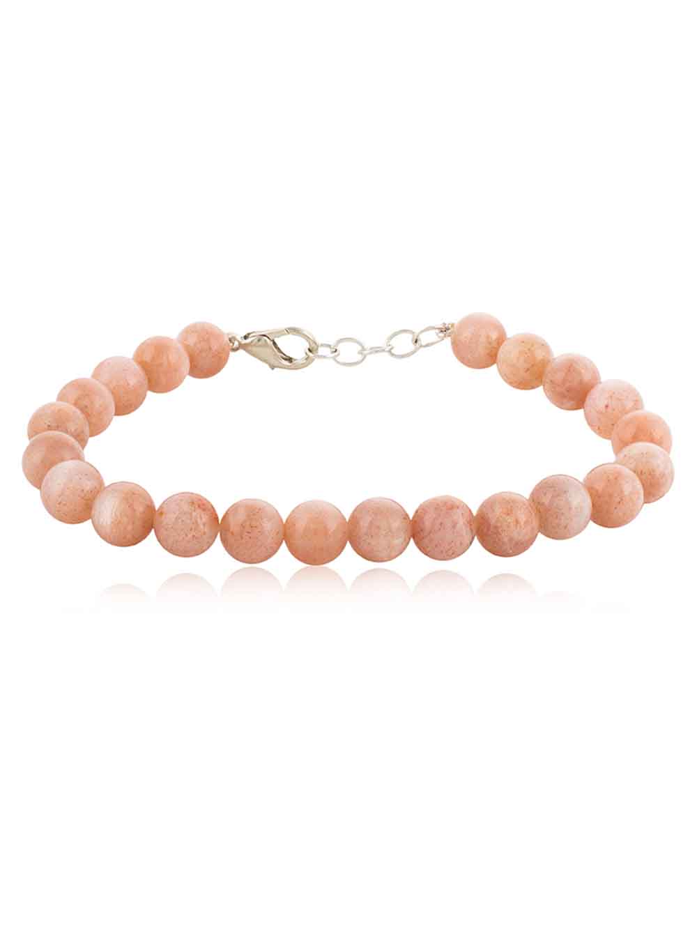 29-1.jpg Peach Sunstone Healing Reiki Crystal Semi Precious Stone Bracelet - Image 1