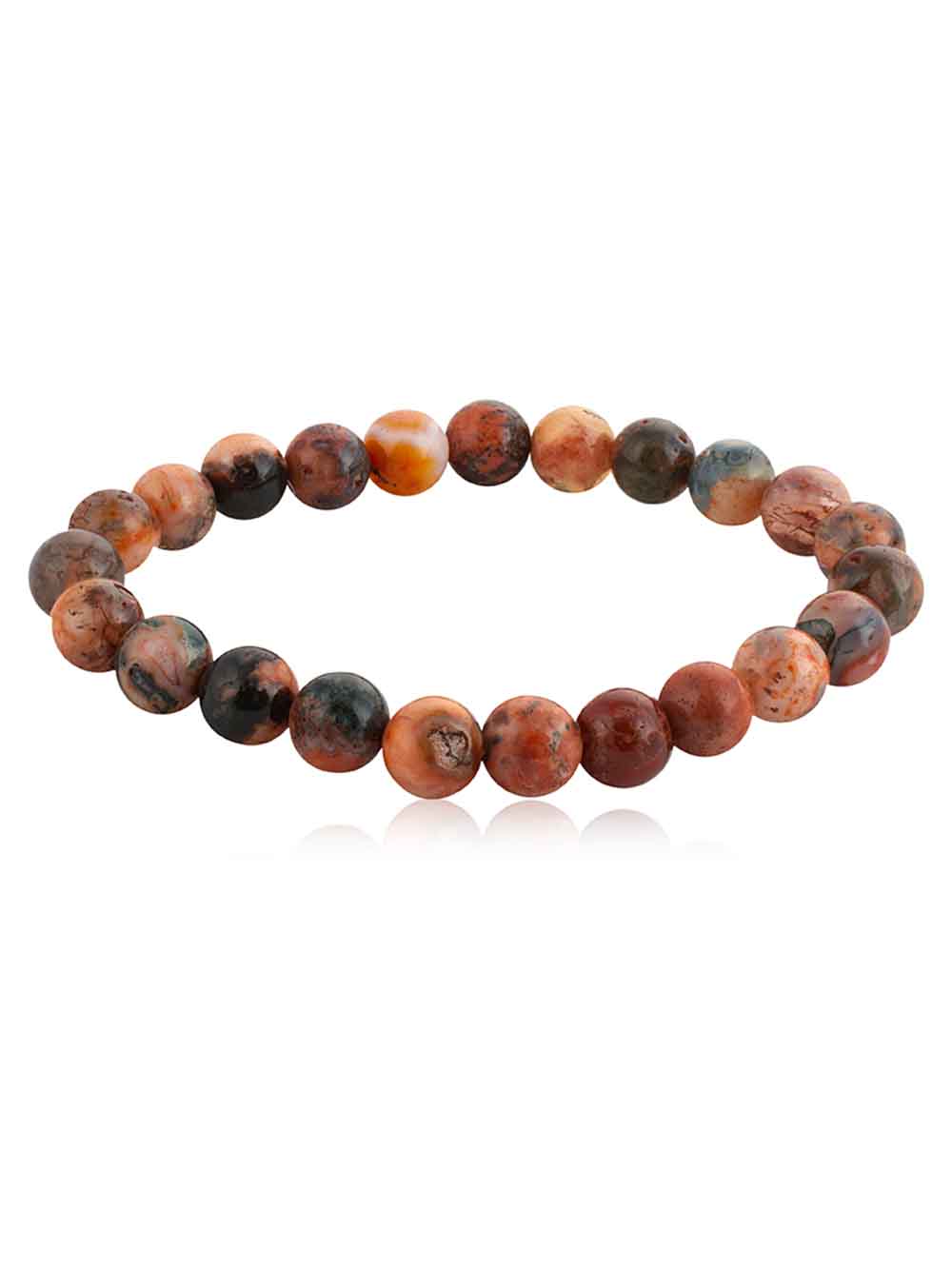 303.jpg Natural Reiki Crytal Brown & Orange Agate Semi Precious Stone Bracelet - Image 1