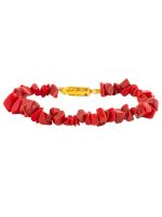 Genuine Reiki Crystal Red Coral Semi Precious Chips Gemstone Bracelet - Image 2