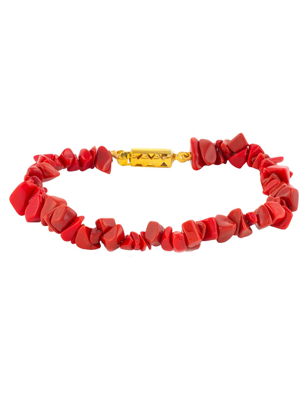 3065.jpg Genuine Reiki Crystal Red Coral Semi Precious Chips Gemstone Bracelet - Image 1
