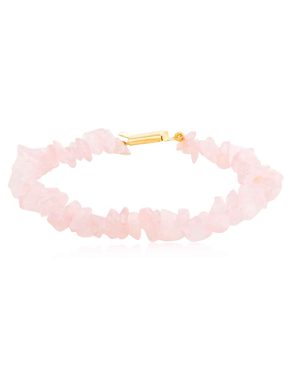 3086.jpg Genuine Healing Crytal Rose Quartz Semi Precious Stone Chips Bracelet - Image 1