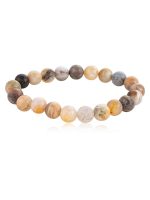 Natural Bamboo Leaf Agate Reiki Healing Semi Precious Stone Bracelet