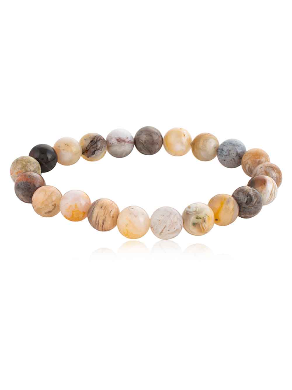 339.jpg Natural Bamboo Leaf Agate Reiki Healing Semi Precious Stone Bracelet - Image 1