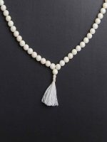 Natural 6.5 Mm Beads White Coral Crytal Semi Precious Stone Necklace - Image 4