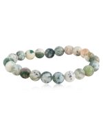 Genuine Tree Agate Crytal Round Bead Semi Precious Gemstone Bracelet - Image 2