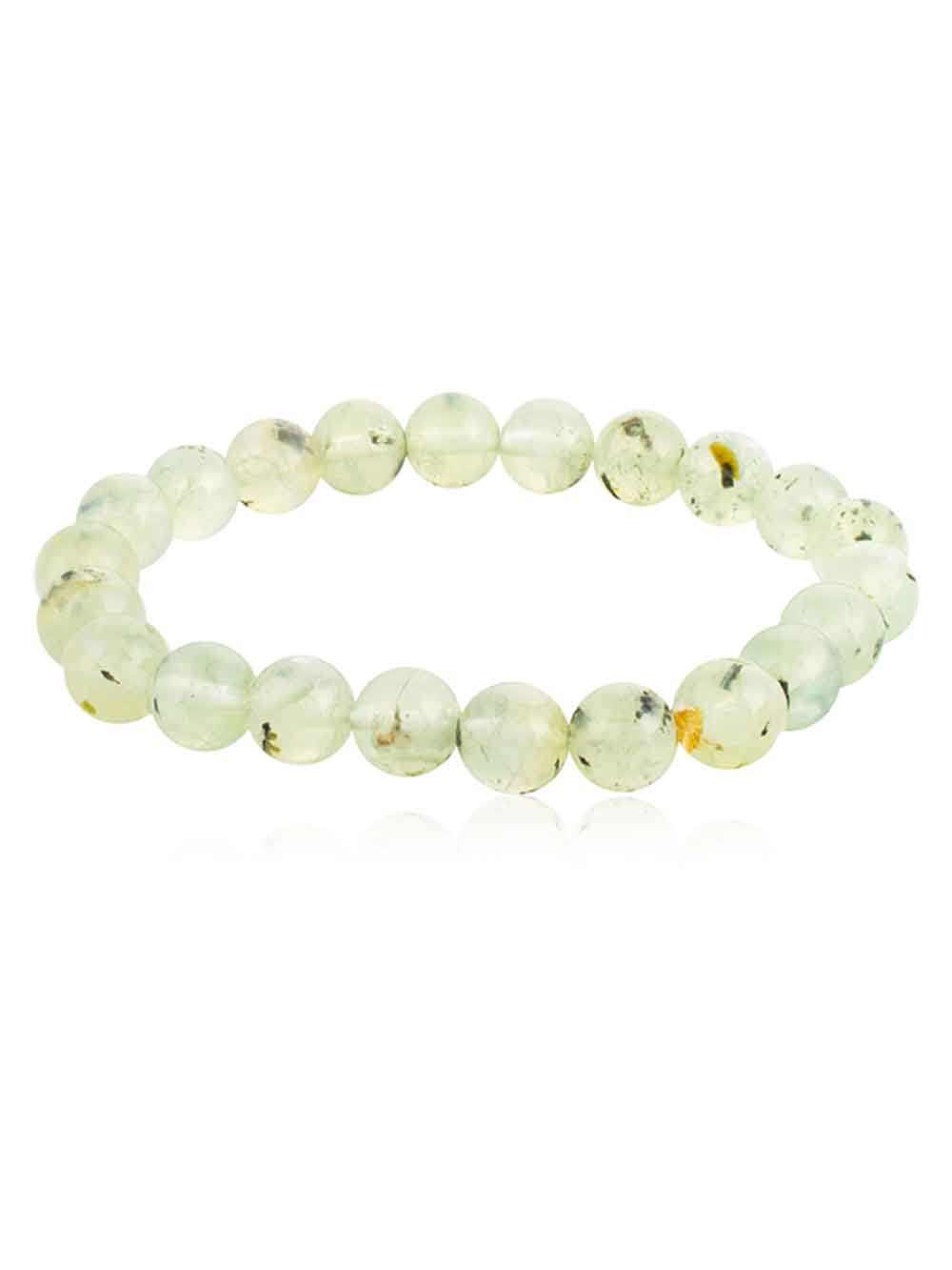 523.jpg Genuine Reiki Green Prehnite Semi Precious Stone Stretchable Bracelet - Image 1