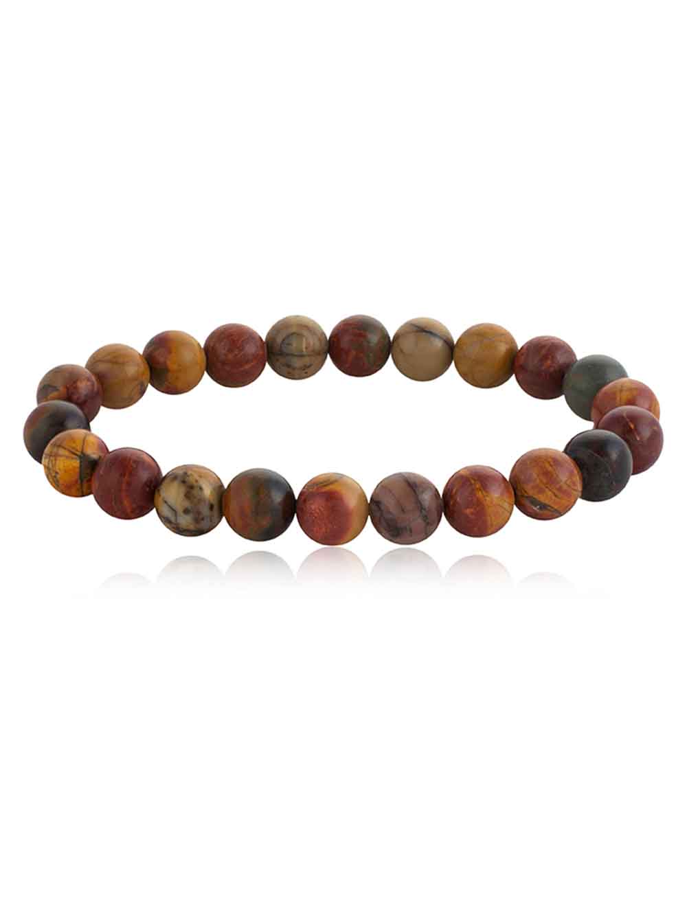 539.jpg Genuine Round Bead Jasper Reiki Crytal Semi Precious Stone Bracelet - Image 1