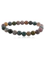 Genuine Crystal Green & Grey India Agate Semi Precious Stone Bracelet