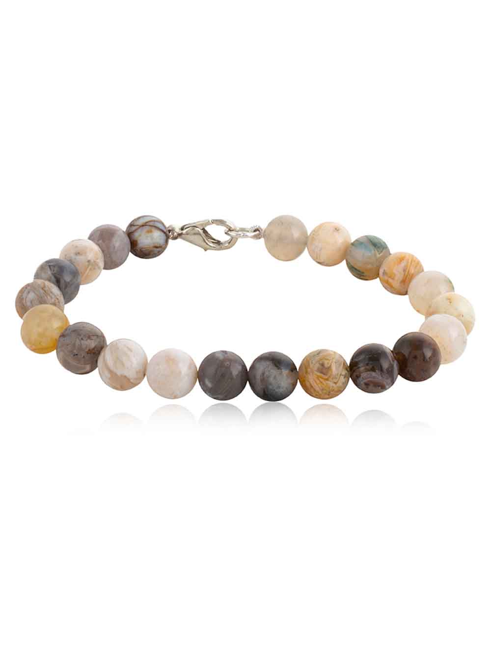 917.jpg Natural Reiki Crystal Bamboo Leaf Agate Semi Precious Stone Bracelet - Image 1