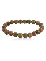 Natural Round Bead Unakite Healing Crytal Semi Precious Stone Bracelet