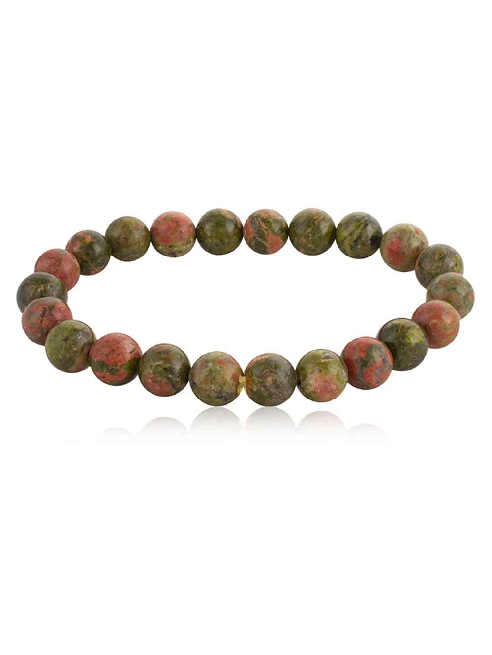 929.jpg Natural Round Bead Unakite Healing Crytal Semi Precious Stone Bracelet - Image 1