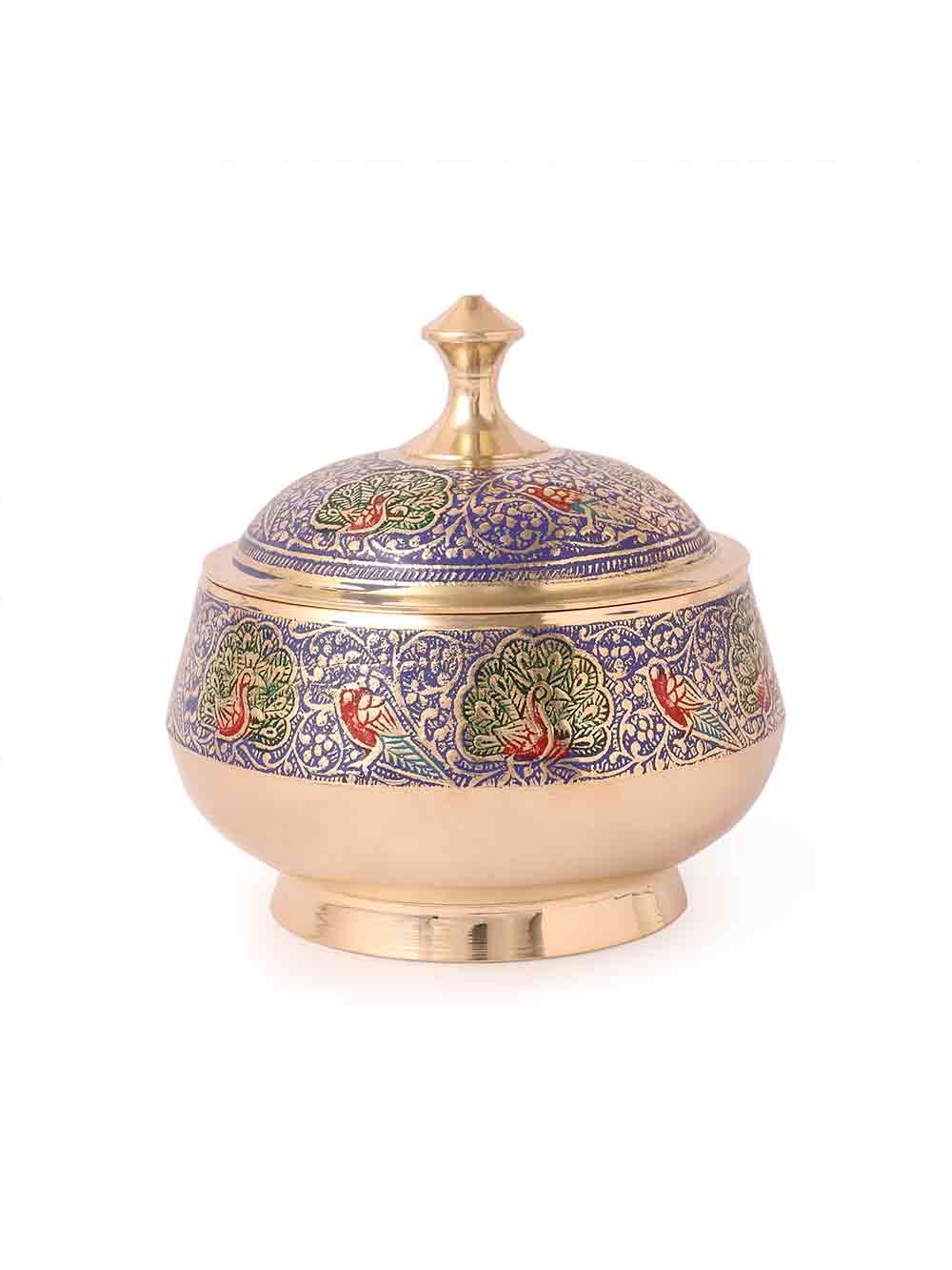 IMG_5832.jpg Meenakari Design Brass Bowl Handi - Image 1