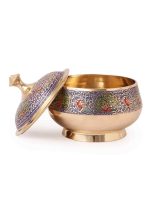 Meenakari Design Brass Bowl Handi - Image 2