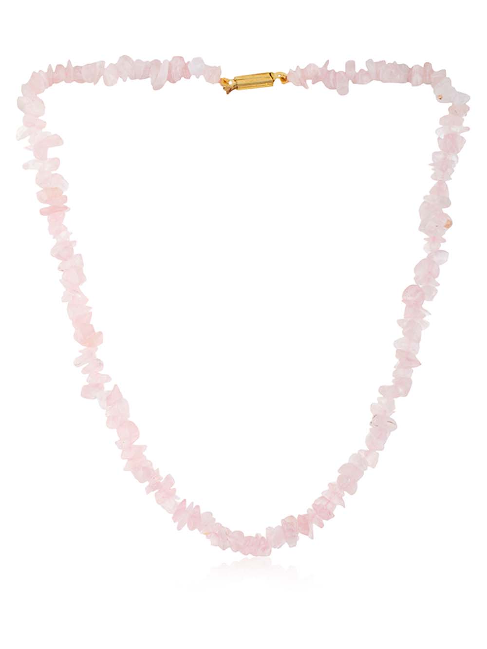 LIGHT-PINK-CRYTAL-ROSE-QUARTZ-SEMI-PRECIOUS-STONE-NECKLACE.jpg Natural Light Pink Crytal Rose Quartz Semi Precious Stone Necklace - Image 1