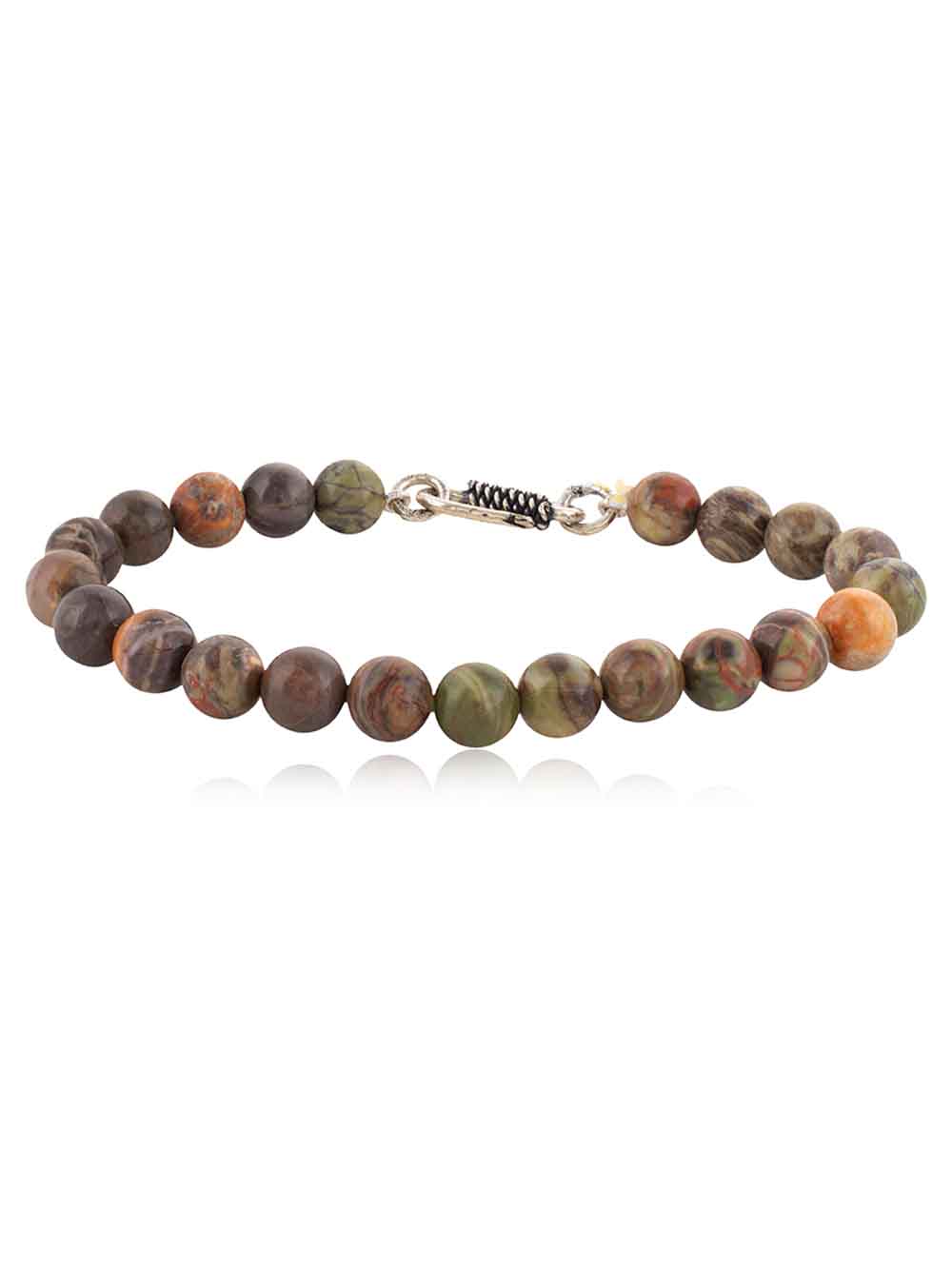 ZZ1-1.jpg Natural Healing Crystal Polychrome Jasper Semi Precious Stone Bracelet - Image 1