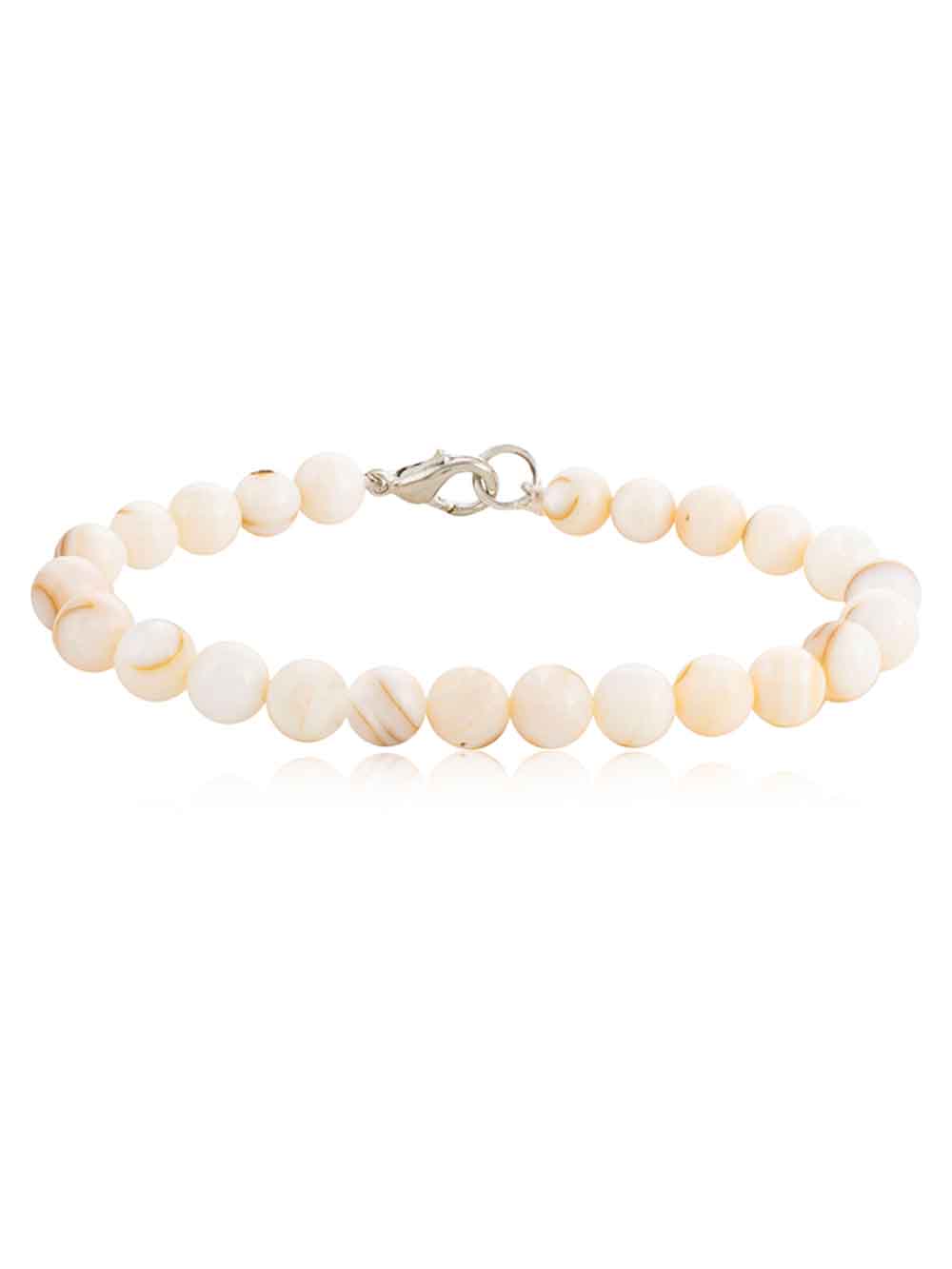 bb1.jpg Natural White Mother Of Pearl Crystal Semi Precious Stone Bracelet - Image 1