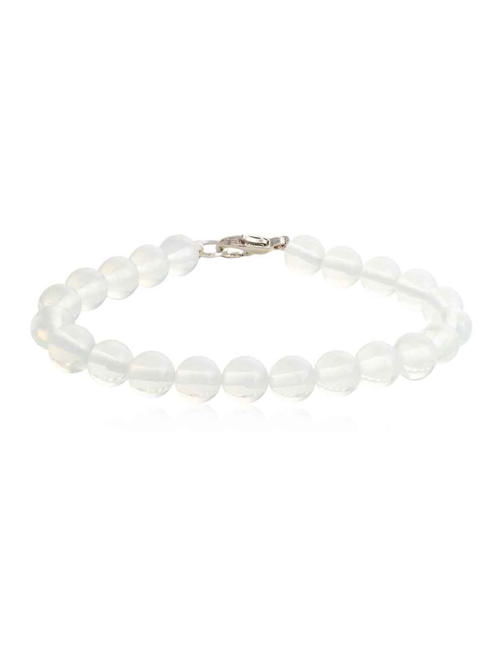 xx1.jpg Natural White Opalite Healing Crystal Gemstone Semi Precious Bracelet - Image 1